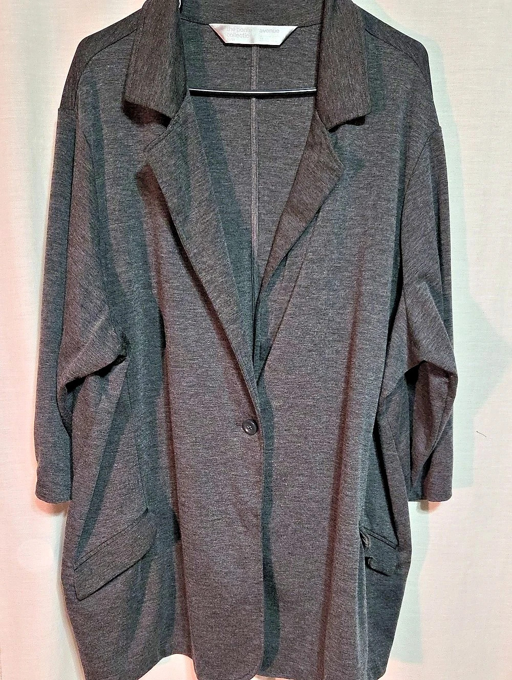 Lane Bryant One Button Jersey Knit Blazer Gray